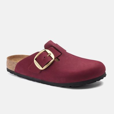 Zuecos Boston Big Buckle NU Maroon W